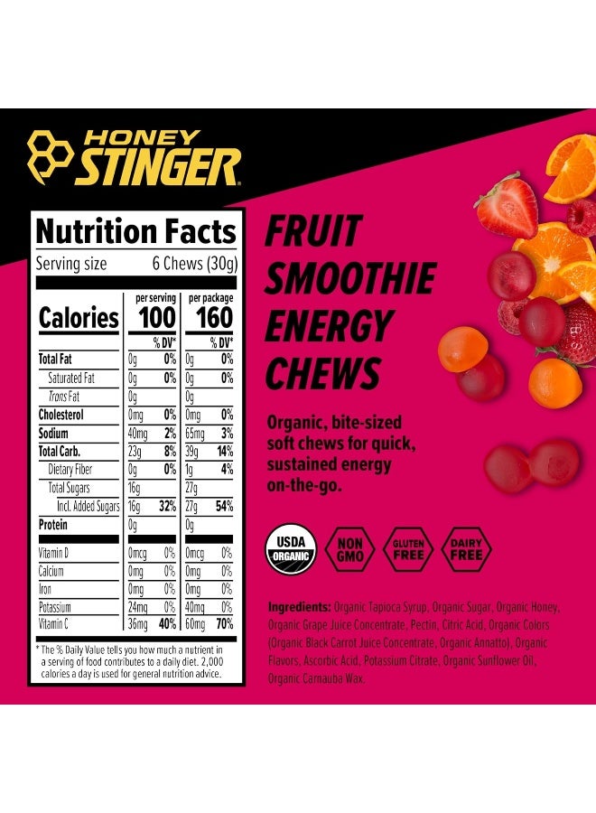 Honey Stinger Organic Fruit Smoothie Energy Chew Gluten Free And Caffeine Free For Exercise, Running and Performance Sports Nutrition for Home And Gym, Pre and Mid Workout 12 Pack, 21.6 Ounce - Image 3